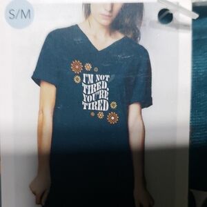 Hello Mellow I'm Not Tired You're Tired Graphic Sleep Shirt Floral Design